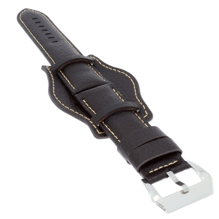 PASEK DO ZEGARKA Z PODKŁADKĄ 24 mm DILOY 386.24.2 BRĄZOWY