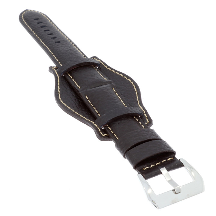 PASEK DO ZEGARKA Z PODKŁADKĄ 22 mm DILOY 386.22.2 BRĄZOWY