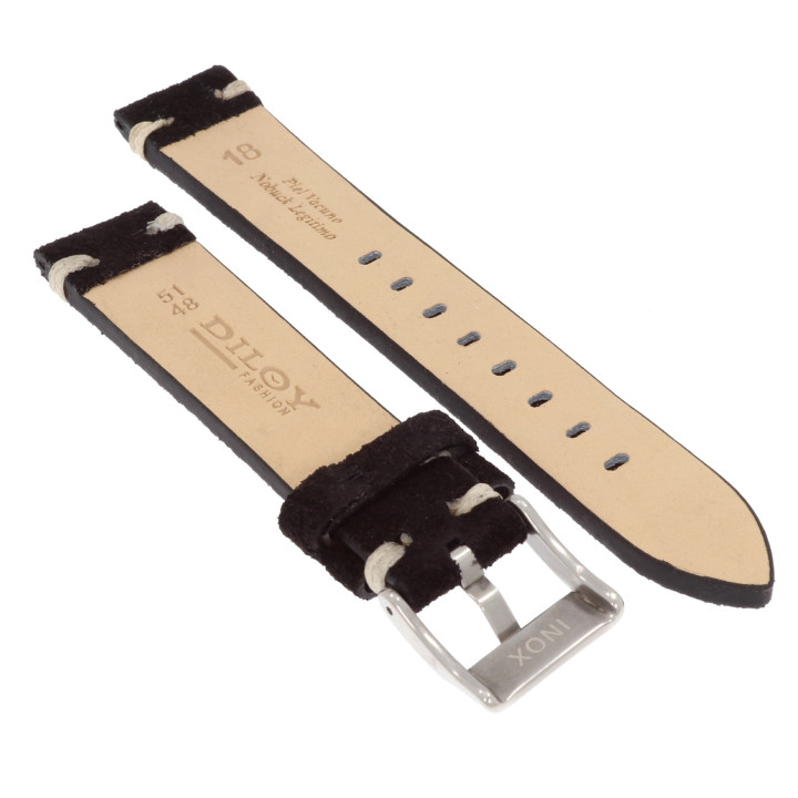 PASEK DO ZEGARKA 18 mm DILOY 417.18.1 NUBUK CZARNY