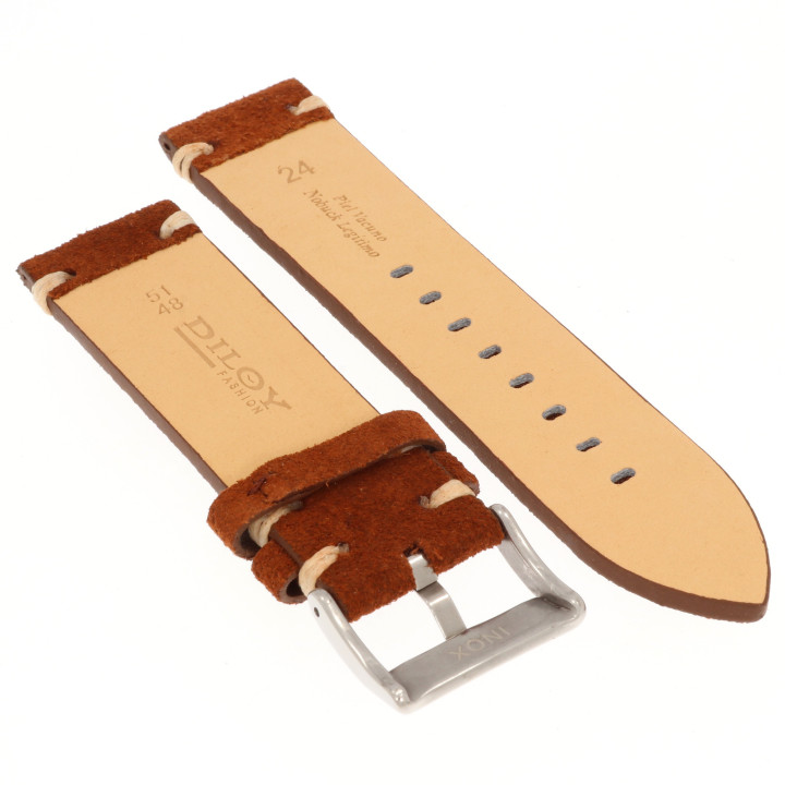 PASEK DO ZEGARKA 24 mm DILOY 417.24.2 NUBUK BRĄZOWY