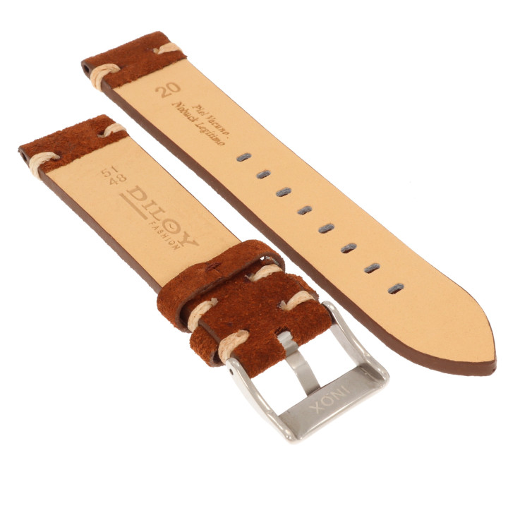 PASEK DO ZEGARKA 20 mm DILOY 417.20.2 NUBUK BRĄZOWY