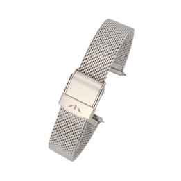 BRANSOLETA MESCH SIATKOWA 12 mm BISSET  BM-101 SREBRNA MATOWA