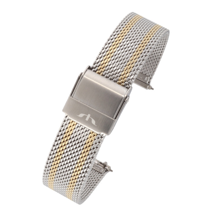 BRANSOLETA MESCH SIATKOWA 14 mm BISSET  BM-101 BICOLOR