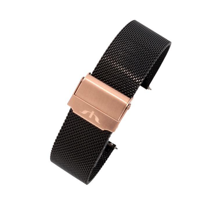 BRANSOLETA MESCH SIATKOWA 18 mm BISSET  BM-101 CZARNA