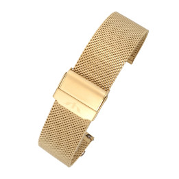 BRANSOLETA MESCH SIATKOWA 18 mm BISSET  BM-101 ZŁOTA MATOWA