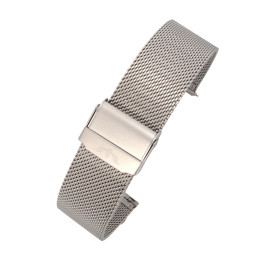 BRANSOLETA MESCH SIATKOWA 18 mm BISSET  BM-101 SREBRNA MATOWA