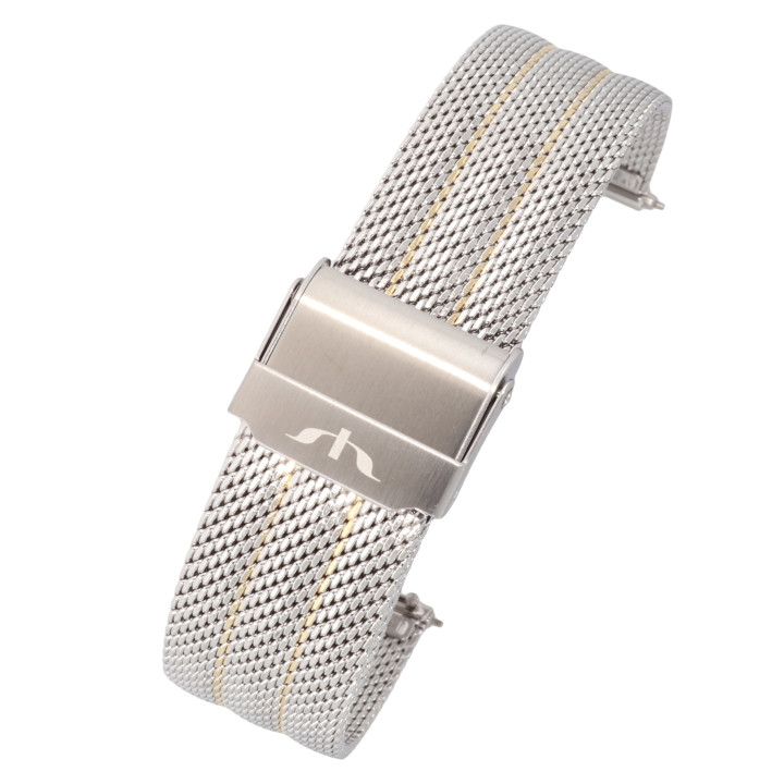 BRANSOLETA MESCH SIATKOWA 18 mm BISSET  BM-103 BICOLOR