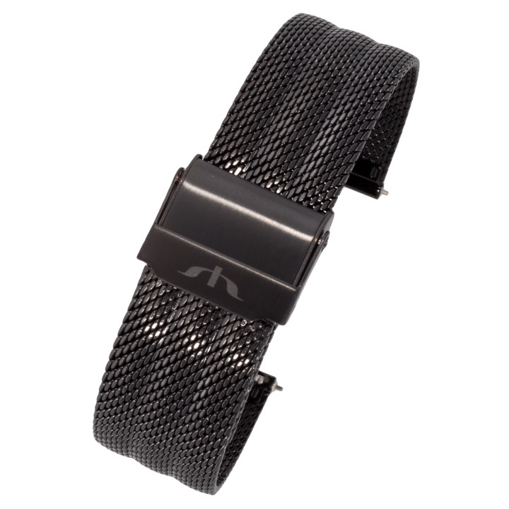 BRANSOLETA MESCH SIATKOWA 18 mm BISSET  BM-103 CZARNA