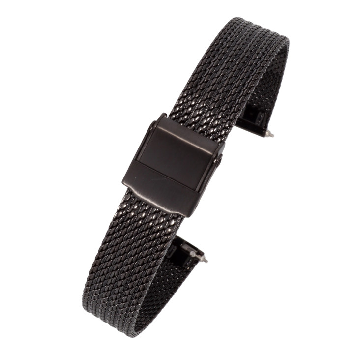 BRANSOLETA MESCH SIATKOWA 14 mm BISSET  BM-104 CZARNA