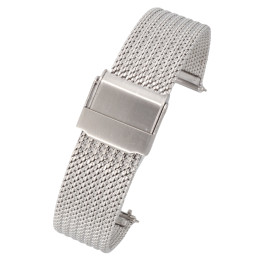 BRANSOLETA MESCH SIATKOWA 18 mm BISSET  BM-104 SREBRNA