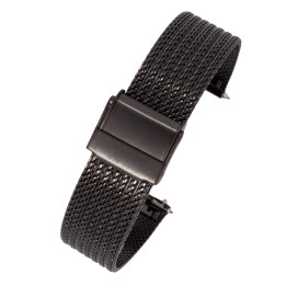 BRANSOLETA MESCH SIATKOWA 18 mm BISSET  BM-104 CZARNA