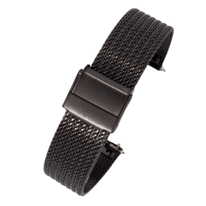 BRANSOLETA MESCH SIATKOWA 18 mm BISSET  BM-104 CZARNA