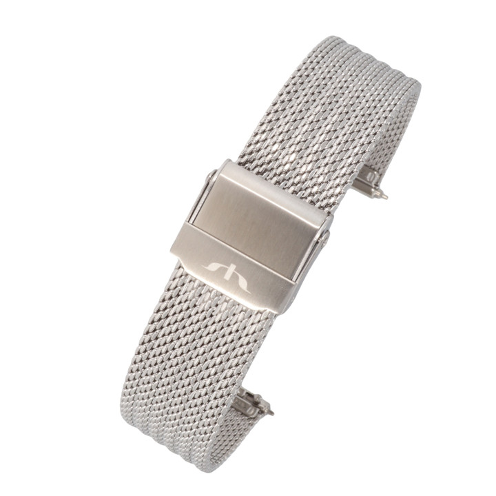 BRANSOLETA MESCH SIATKOWA 18 mm BISSET  BM-105 SREBRNA