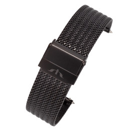 BRANSOLETA MESCH SIATKOWA 18 mm BISSET  BM-105 CZARNA