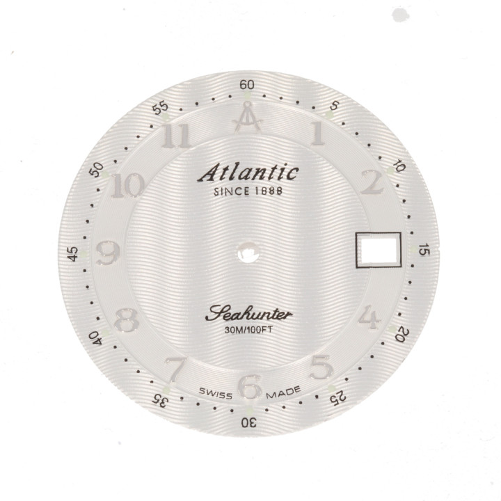 ORYGINALNA TARCZA CYFERBLAT ATLANTIC 7034 SREBRNA