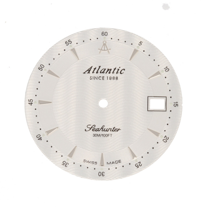 ORYGINALNA TARCZA CYFERBLAT ATLANTIC 7034 SREBRNA