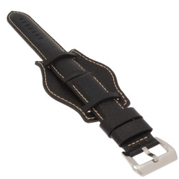 PASEK DO ZEGARKA Z PODKŁADKĄ 22 mm DILOY 386.01.22 (1) CZARNY