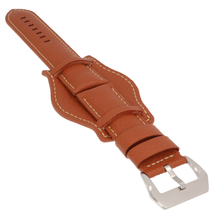 PASEK DO ZEGARKA Z PODKŁADKĄ 24 mm DILOY 386.24.3 BRĄZOWY