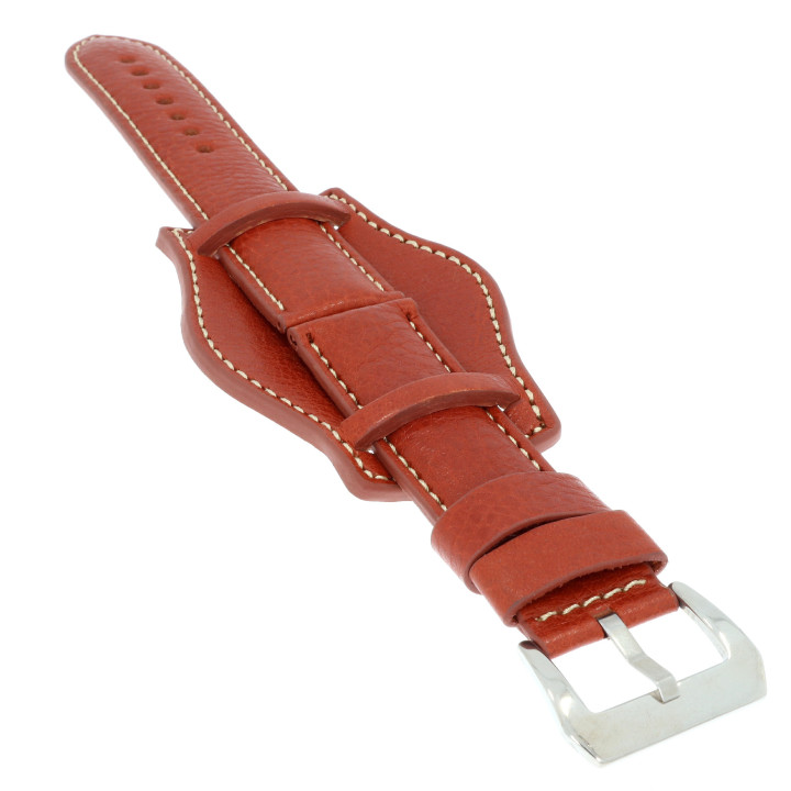 PASEK DO ZEGARKA Z PODKŁADKĄ 20 mm DILOY 386.20.8 BRĄZOWY