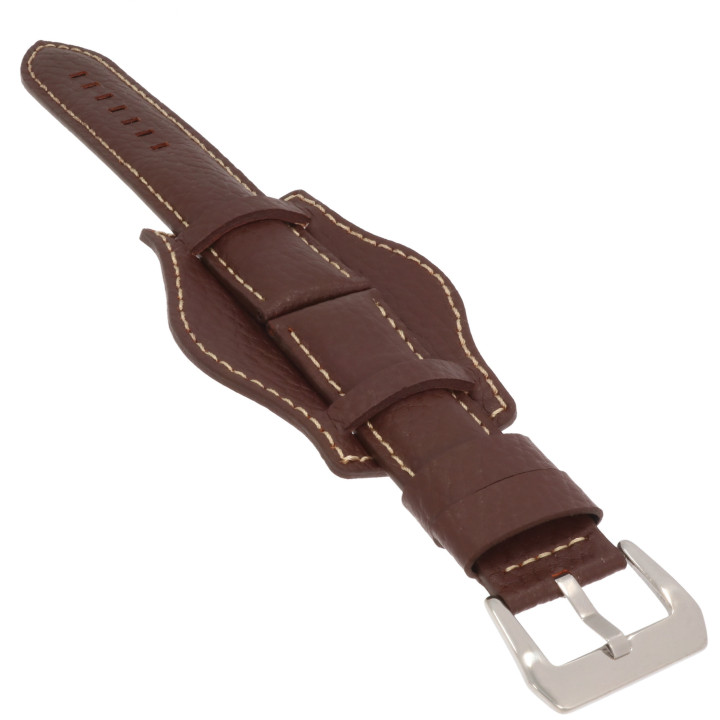 PASEK DO ZEGARKA Z PODKŁADKĄ 24 mm DILOY 386.02.24 BRĄZOWY
